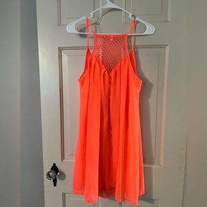 Coral colored beach bathing suit cover up